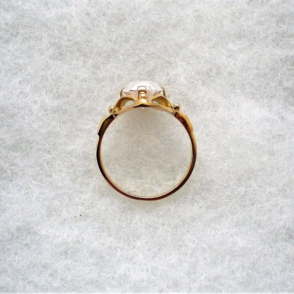 Vintage Russian Russia USSR 18K 750 Yellow Gold Rock Crystal Solitaire RING - Picture 2 of 8